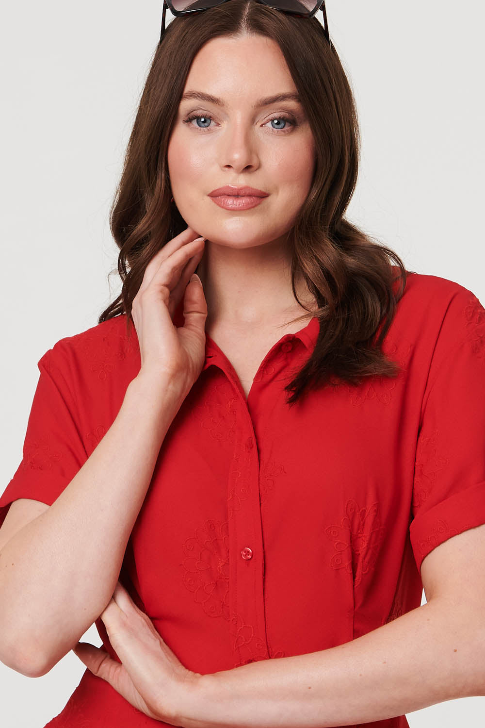 Short Sleeve Flared Midi Shirt Dress Back View 2