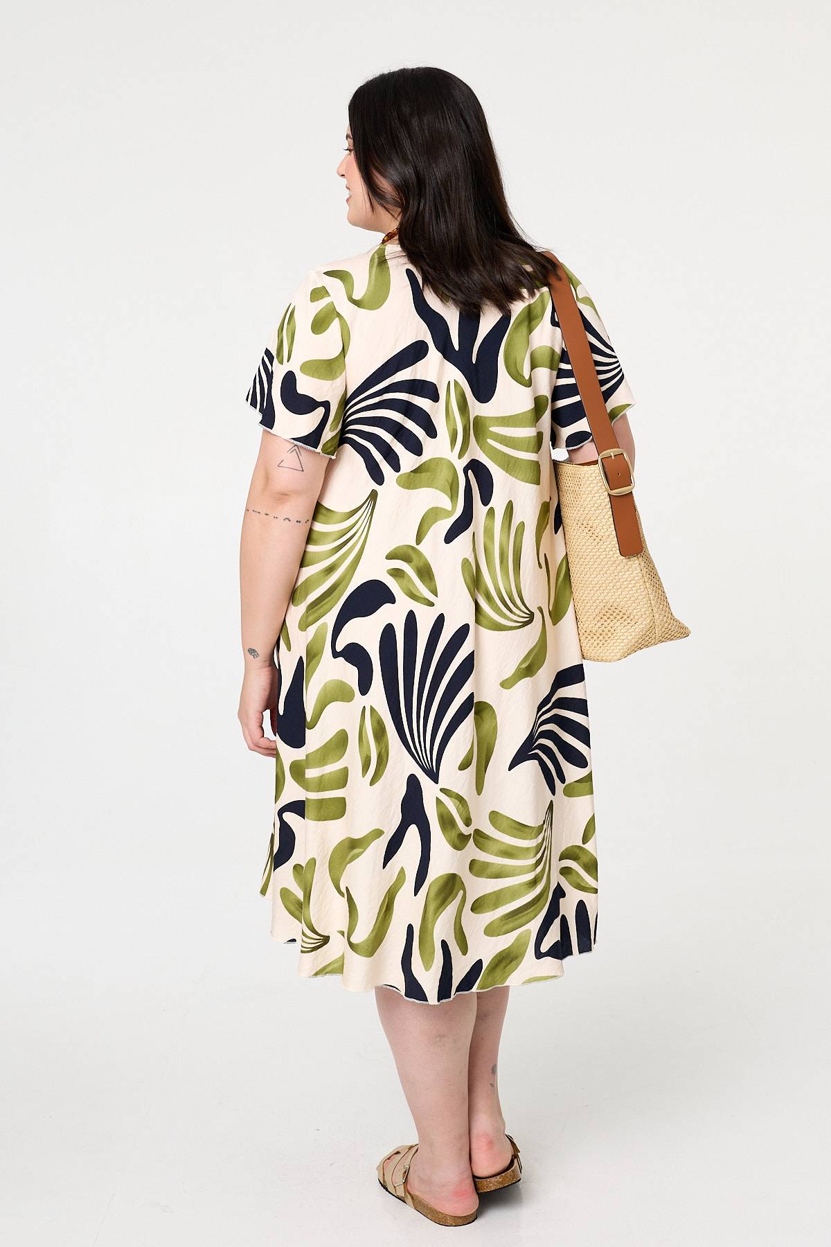 Curve Angel Sleeve Relaxed Midi Dress Detail View