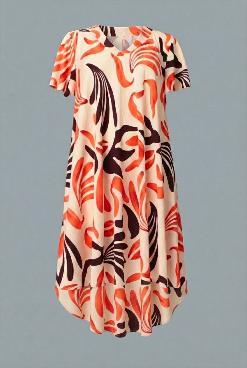 Curve Angel Sleeve Relaxed Midi Dress Back View 3
