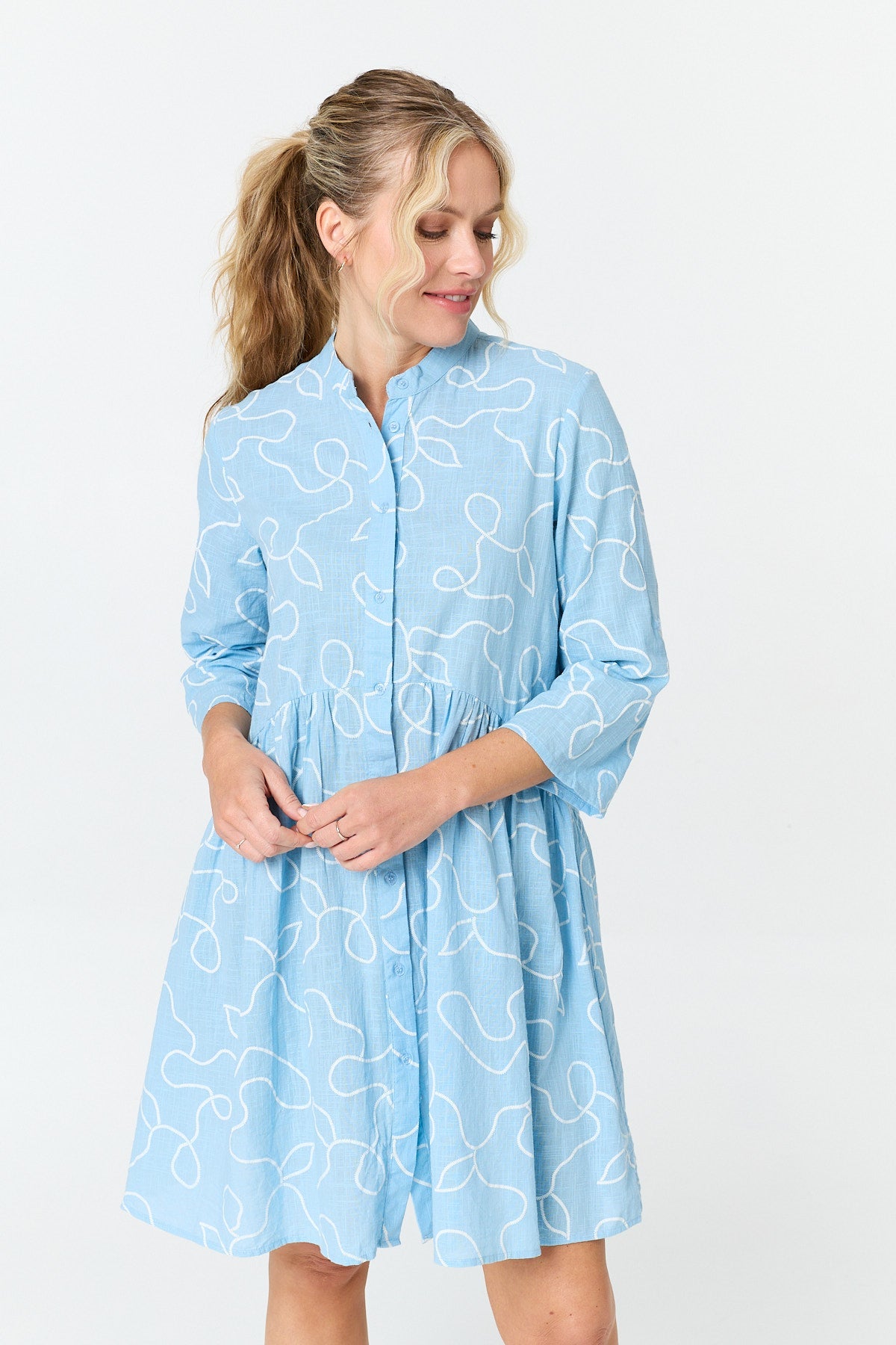 Abstract Relaxed Short Shirt Dress Styled View
