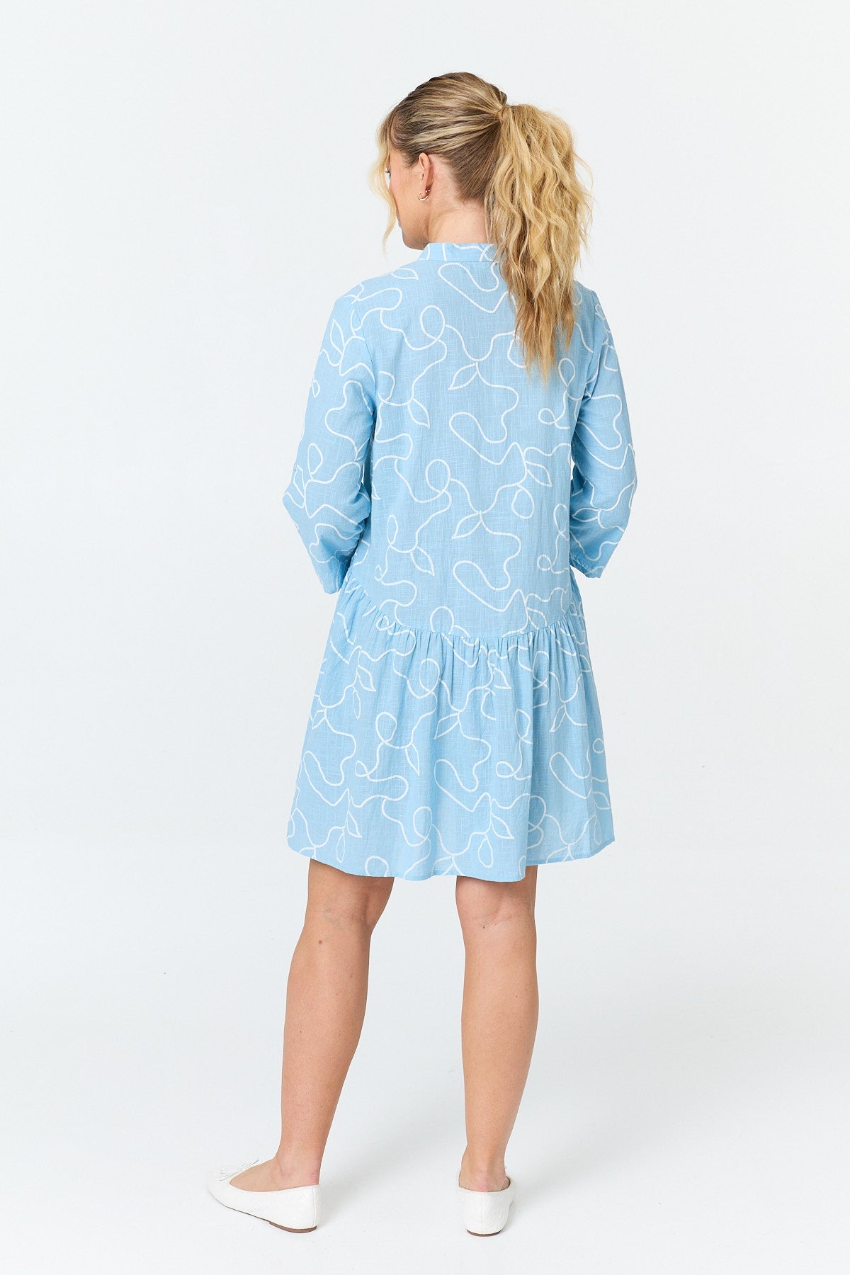 Abstract Relaxed Short Shirt Dress Detail View