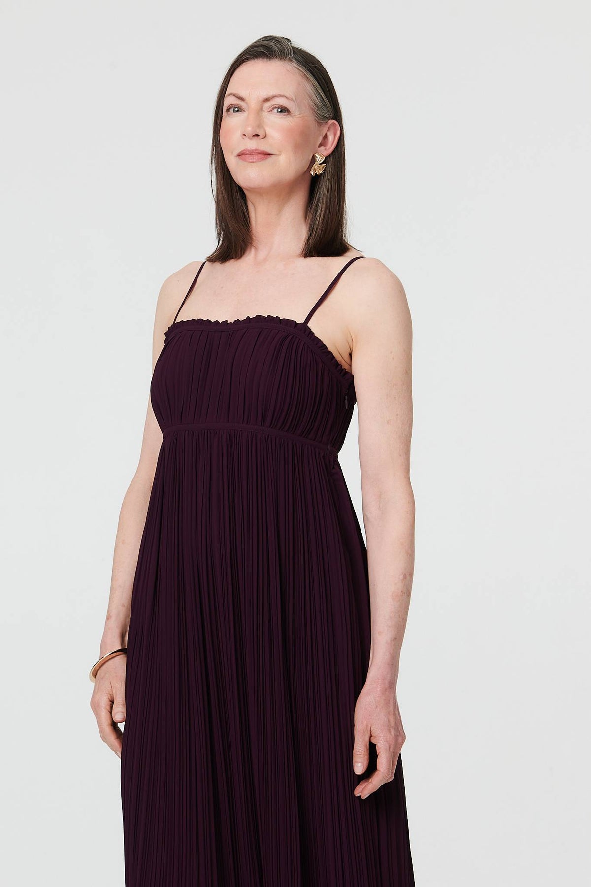 Pleated Cami Strap Maxi Dress Back View