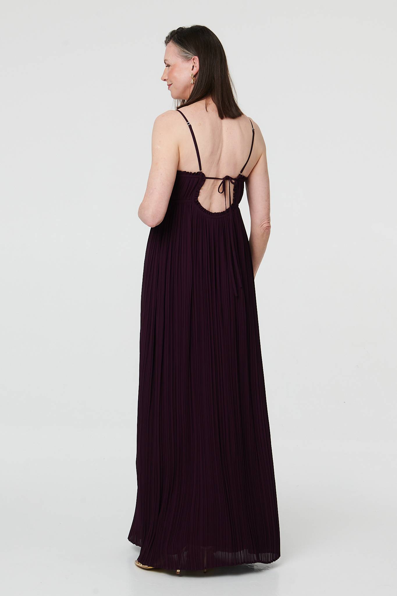 Pleated Cami Strap Maxi Dress Detail View