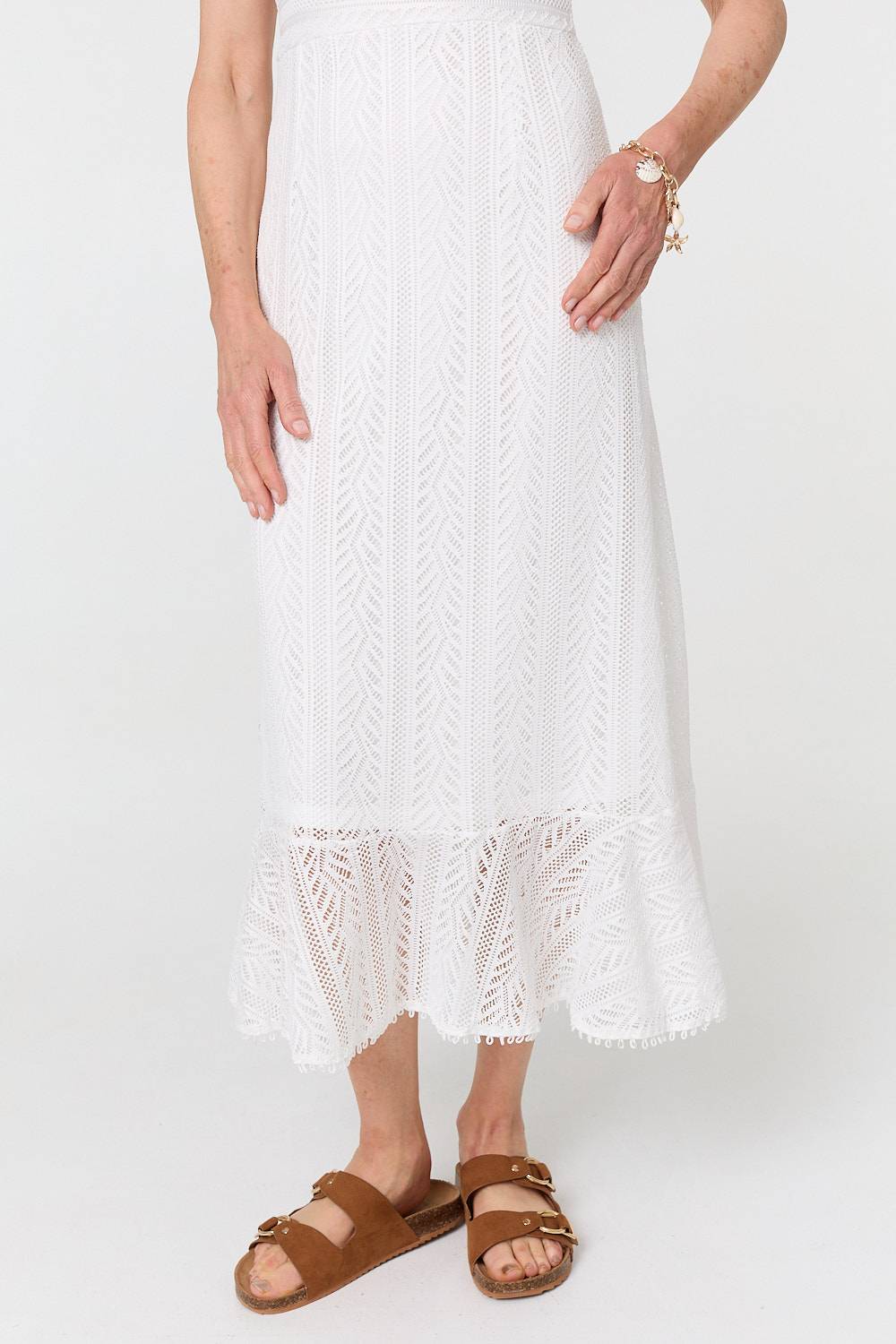 Lace Layered Short Sleeve Midi Dress Styled View