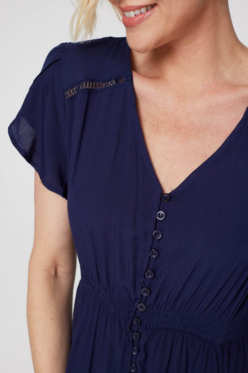 Button Front Maxi Dress with Pockets Detail View 5