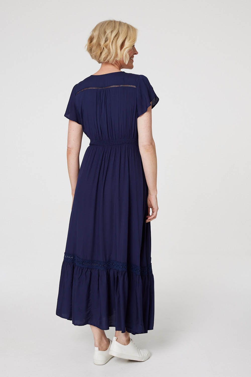 Button Front Maxi Dress with Pockets Back View 5
