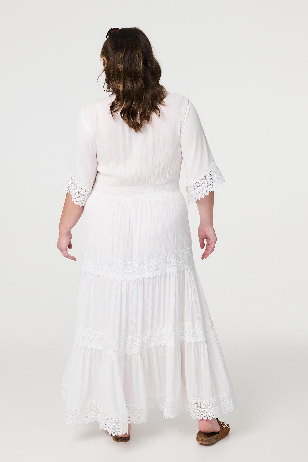 Short Sleeve Crochet Maxi Dress Detail View 2