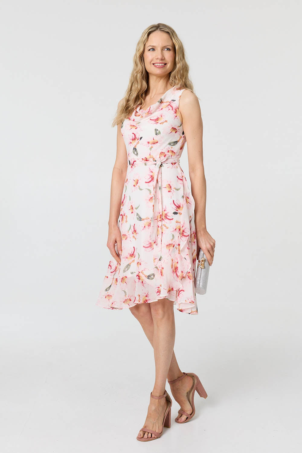 Floral Sleeveless Knee Length Dress Detail View