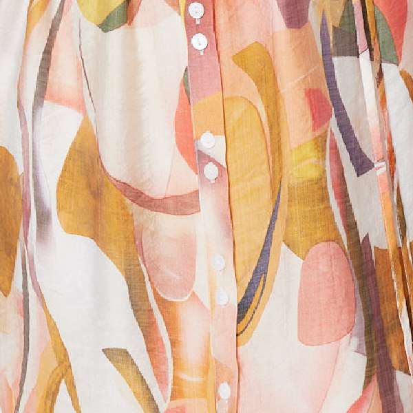 Printed 3/4 Puff Sleeve Shirt Dress Styled View 2