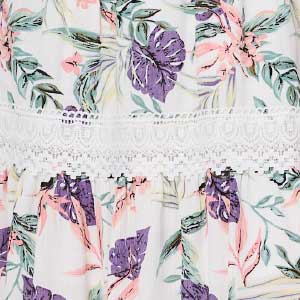 Leaf Print Lace Trim Short Dress Back View 2
