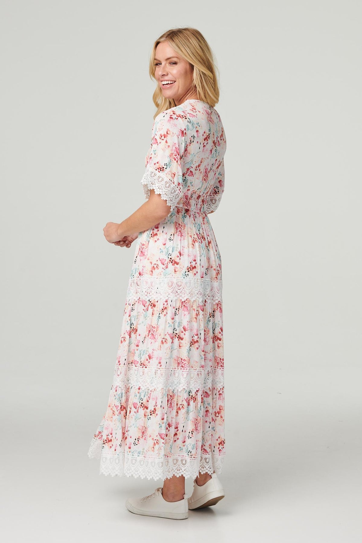 Floral  Lace Detail Maxi Dress Detail View 2