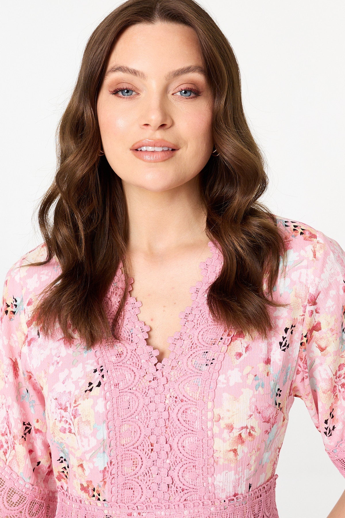 Floral  Lace Detail Maxi Dress Detail View