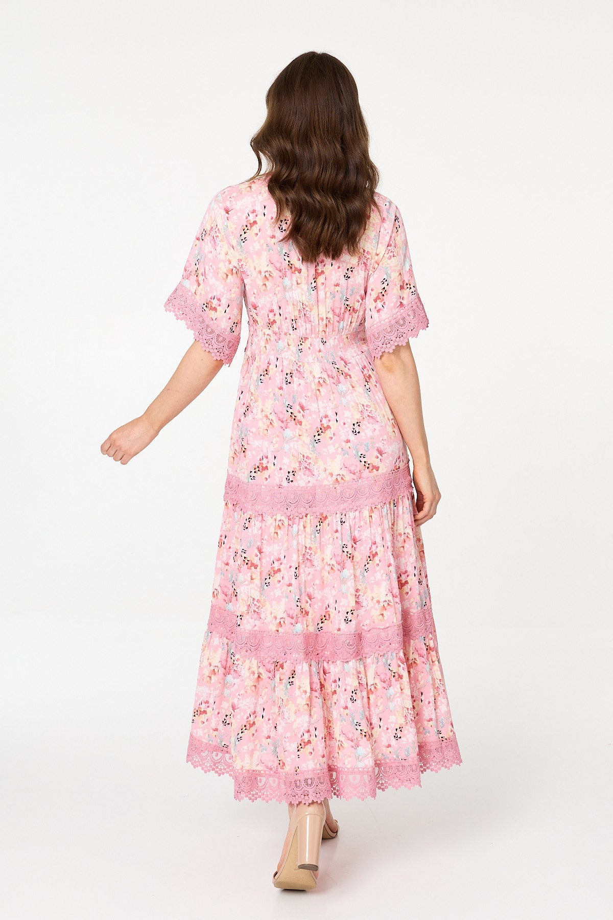 Floral  Lace Detail Maxi Dress Side View