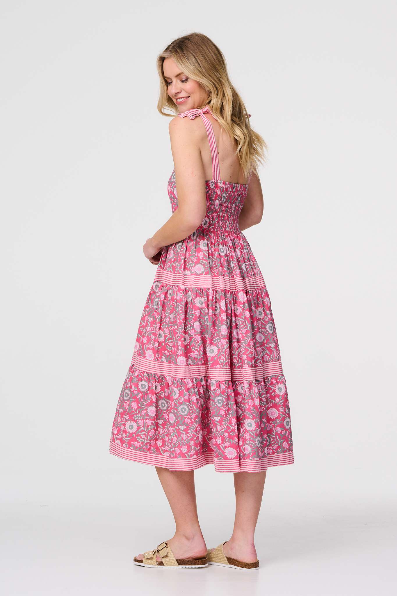 Floral Sleeveless Tiered Sun Dress Detail View