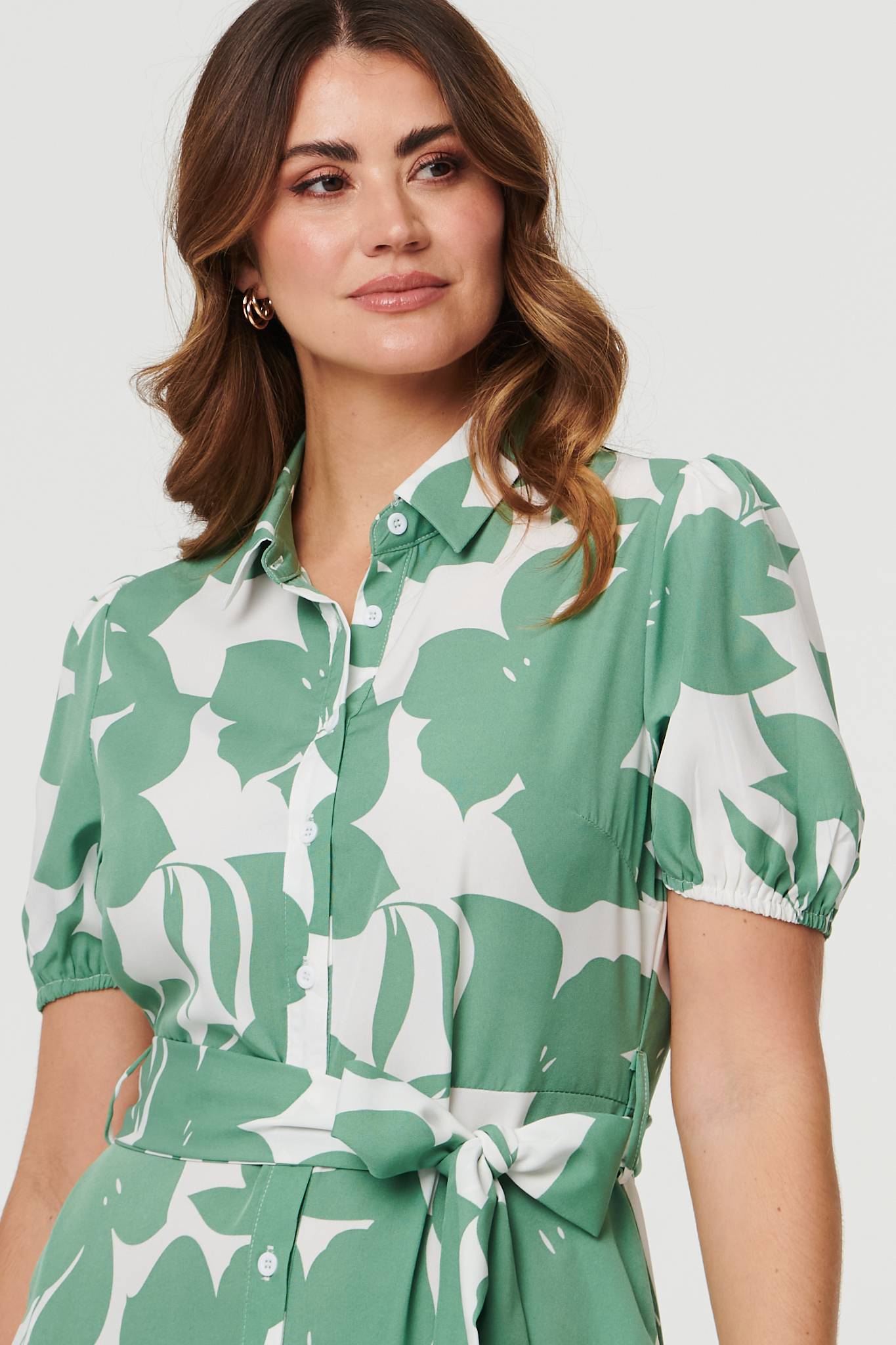 Abstract Floral Tie Waist Midi Dress Styled View