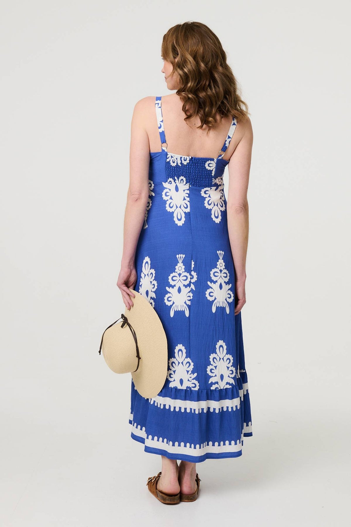 Ikat Print Sleeveless A-Line Maxi Dress Full Length View 3