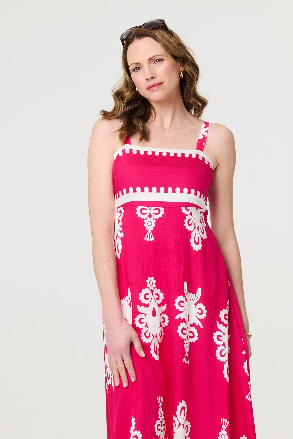 Ikat Print Sleeveless A-Line Maxi Dress Detail View 2