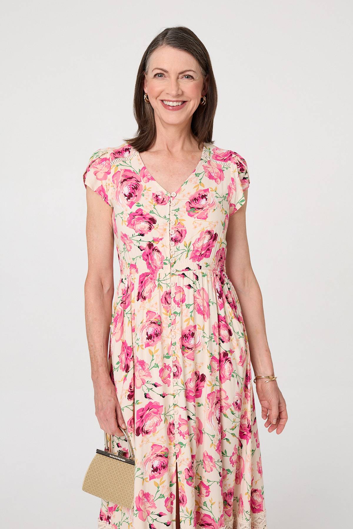 Floral Lace Trim Relaxed Maxi Dress Back View