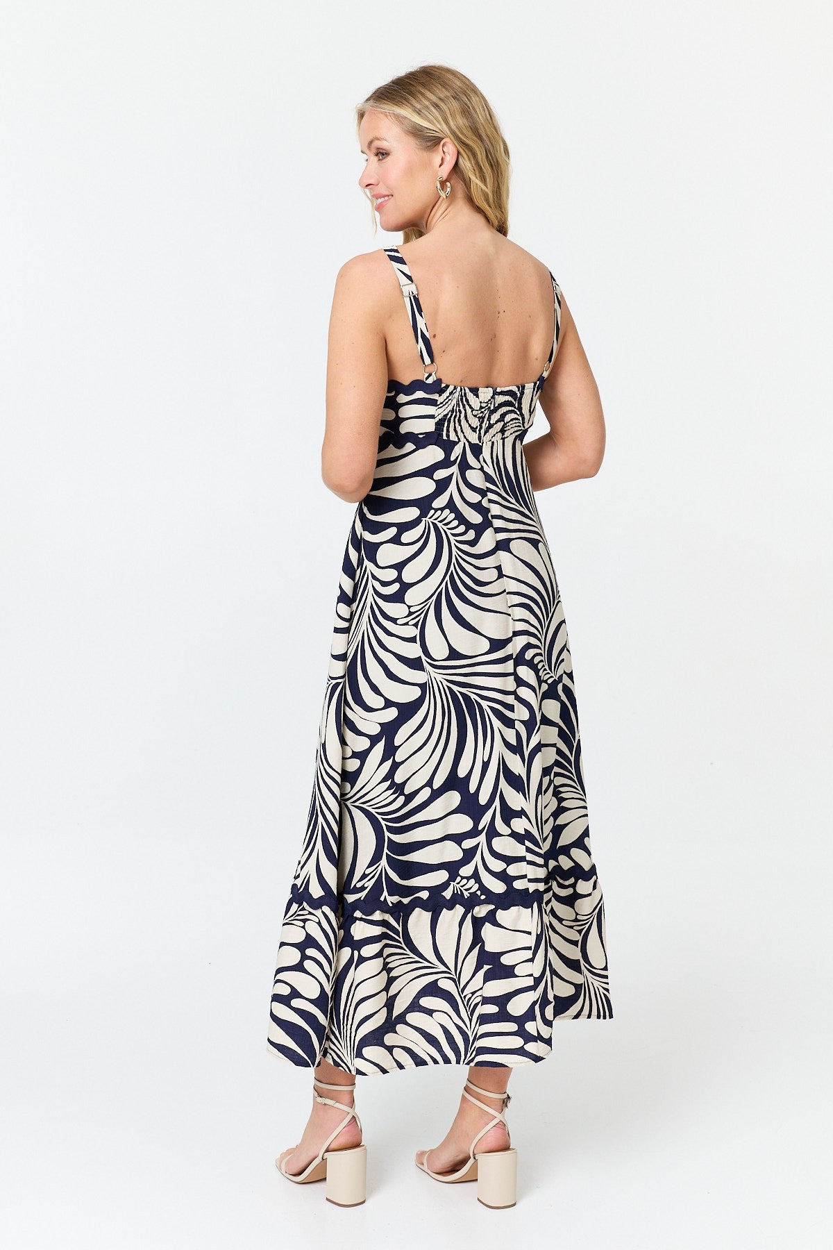 Printed A-Line Cami Strap Maxi Dress Side View