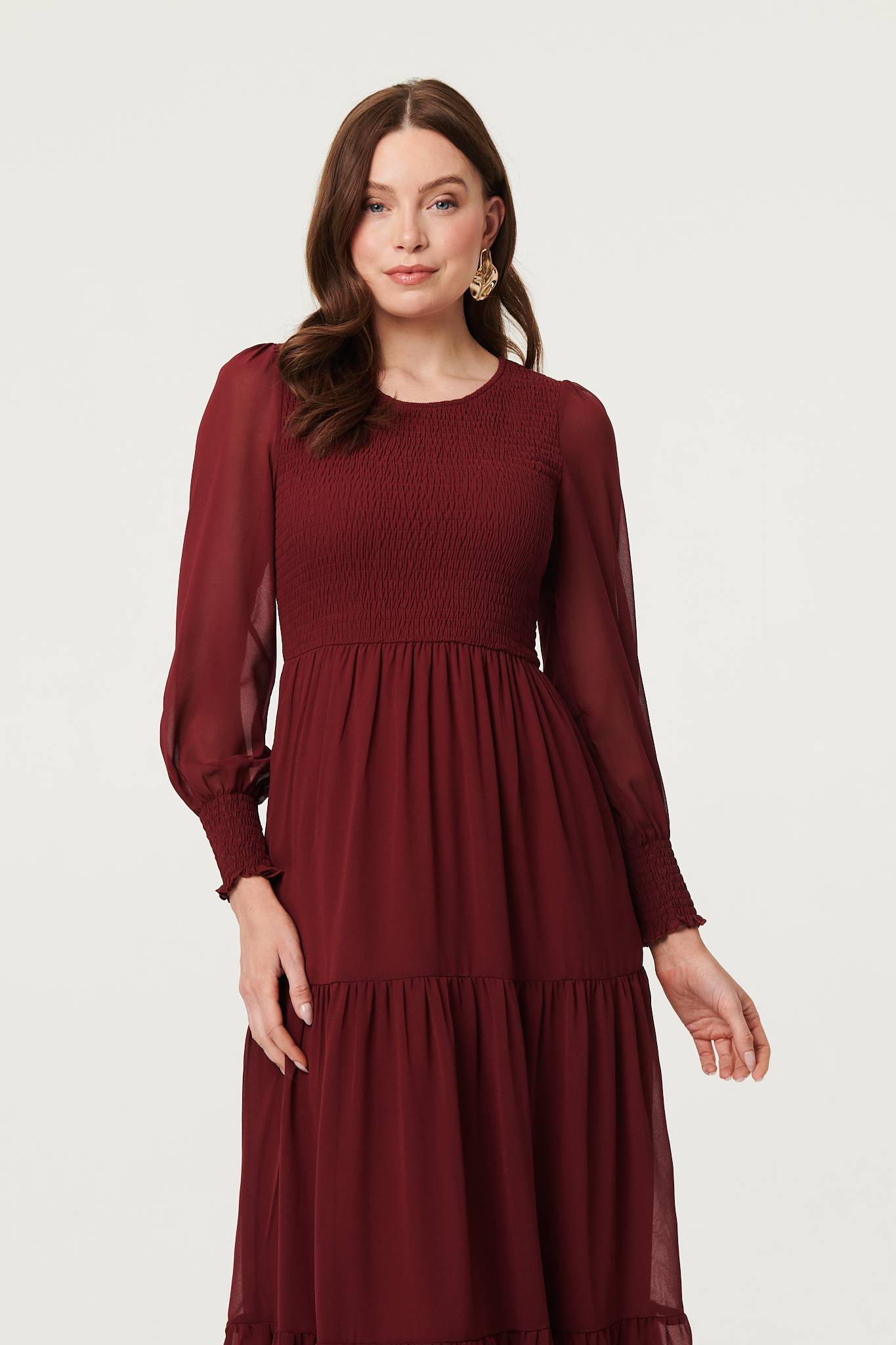 Semi Sheer Layered Tiered Maxi Dress Back View
