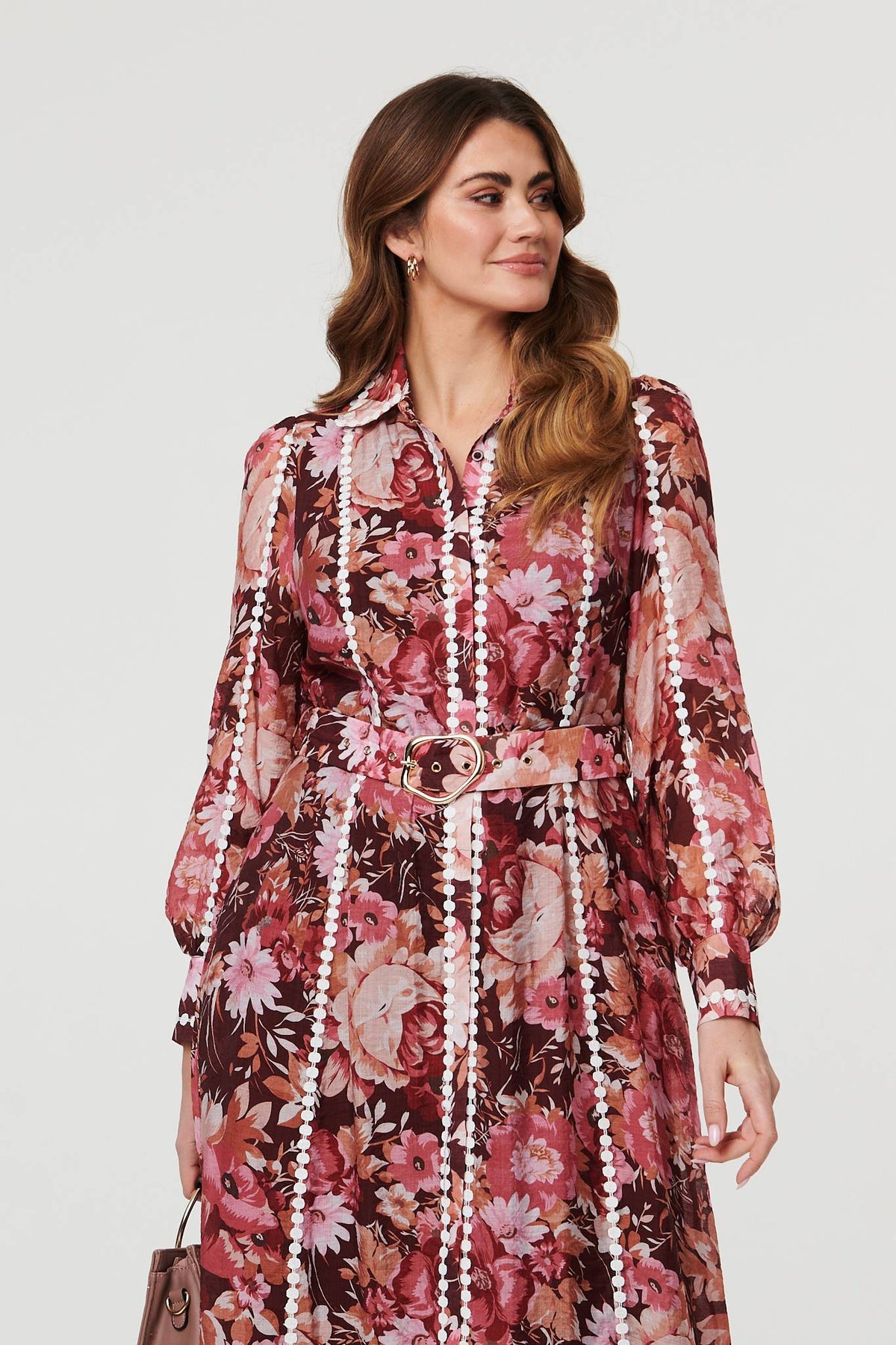 Floral Lace Detail Long Sleeve Maxi Dress Styled View