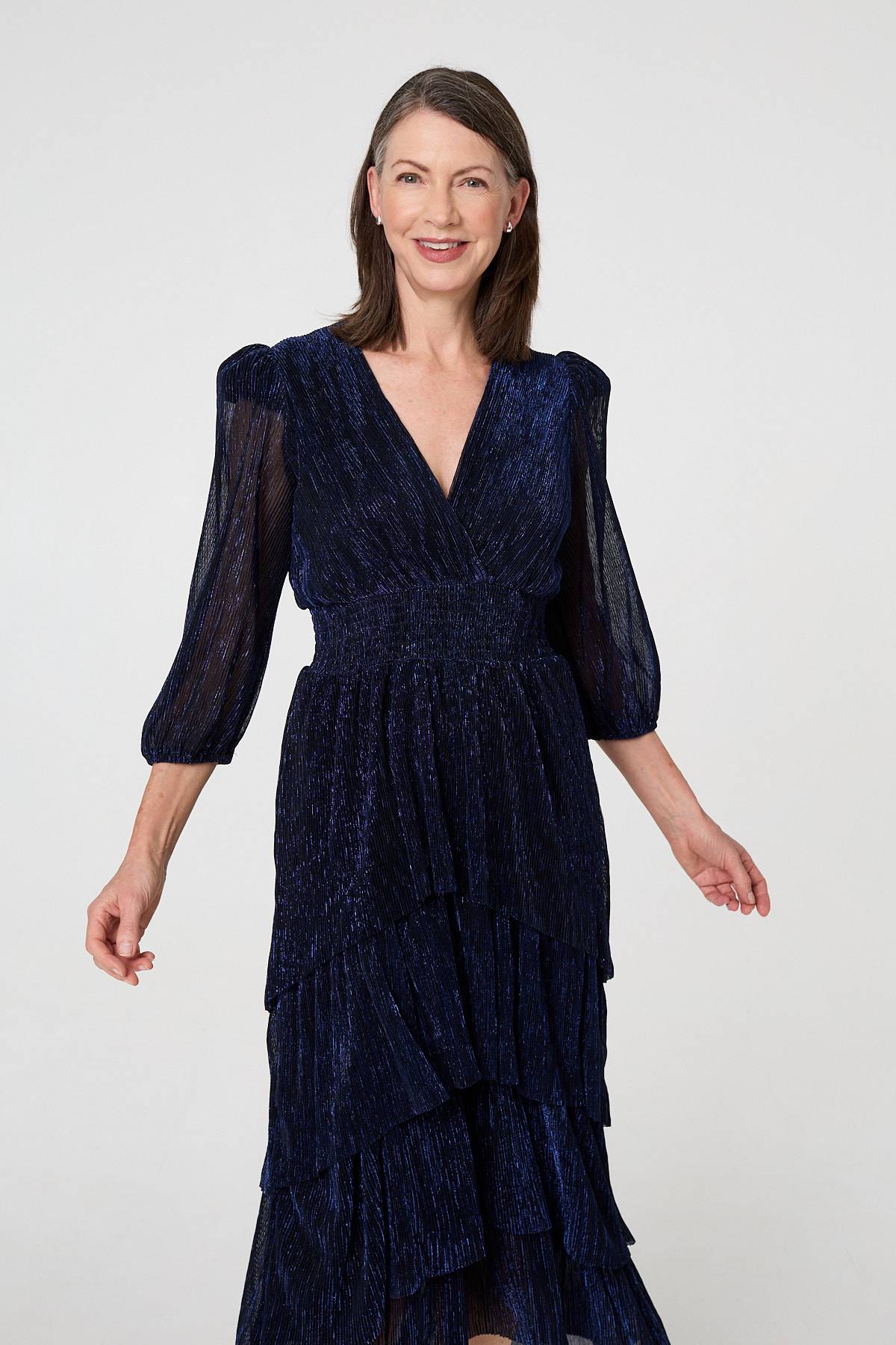 Sparkly Semi Sheer Texture Maxi Dress Back View