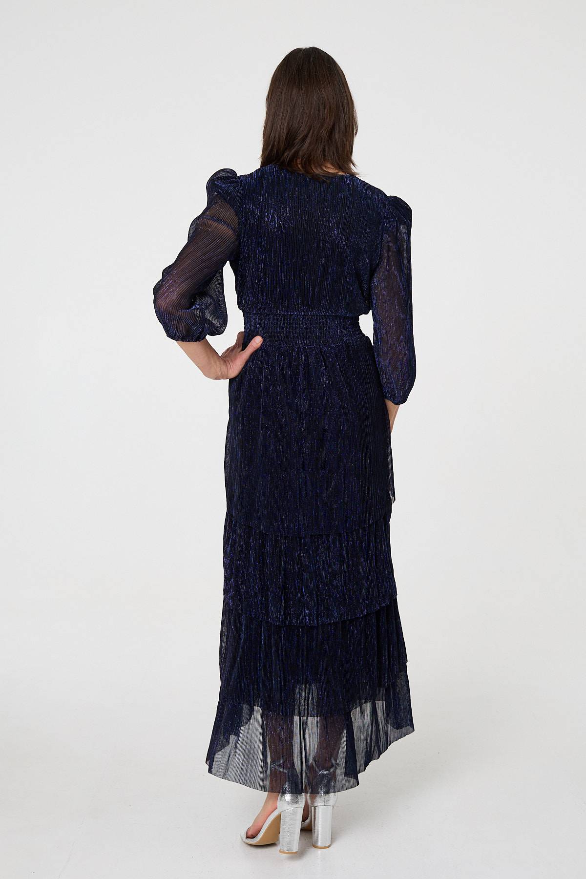 Sparkly Semi Sheer Texture Maxi Dress Side View