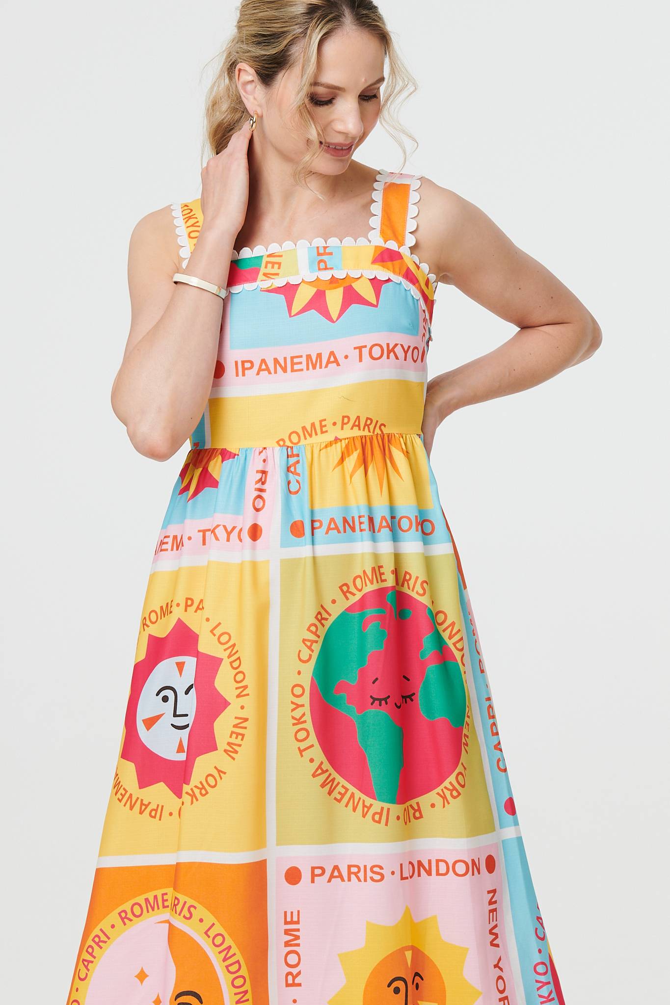 Patchwork Print Sleeveless Maxi Dress Back View