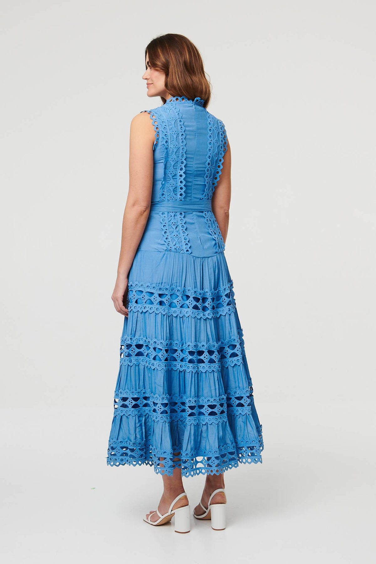 Lace Layer Sleeveless Tie Maxi Dress Side View