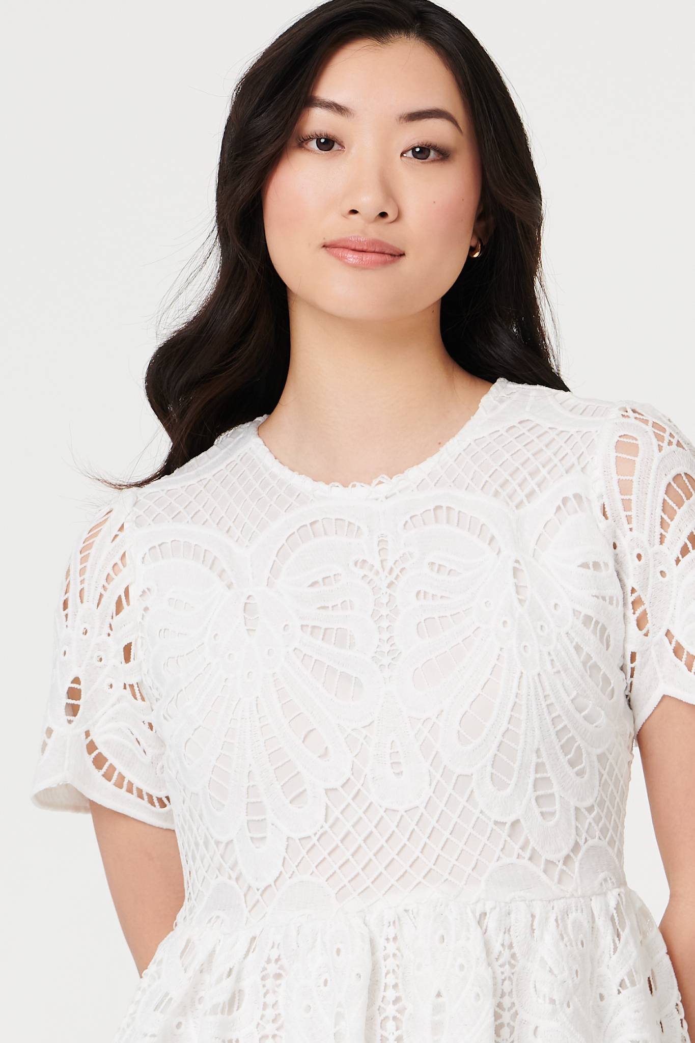 Semi Sheer Lace Layered Midi Dress Styled View