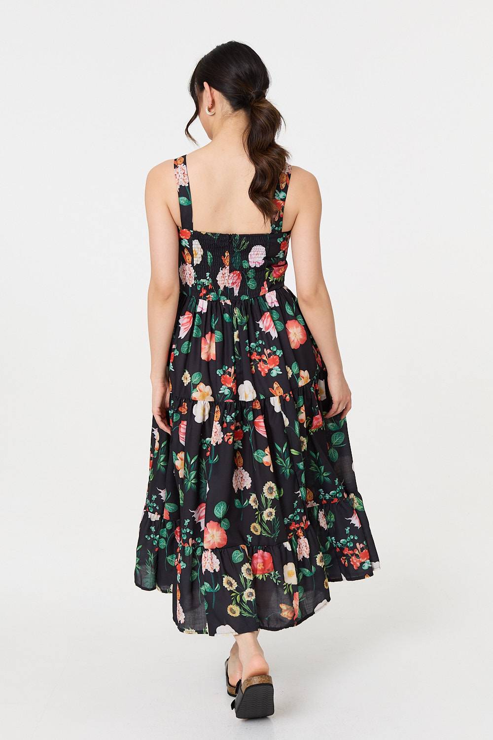 Floral Sleeveless Skater Midi Dress Detail View