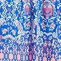 Printed Long Sleeve Shirred Short Dress Front View 2