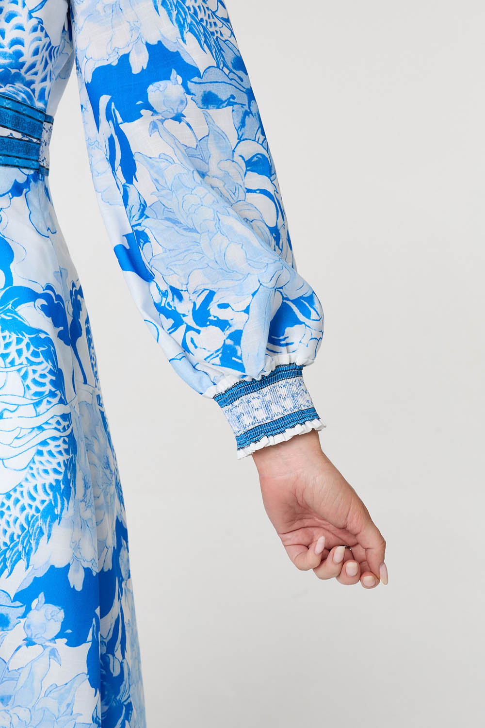 Floral Long Sleeve A-Line Maxi Dress Front View 2