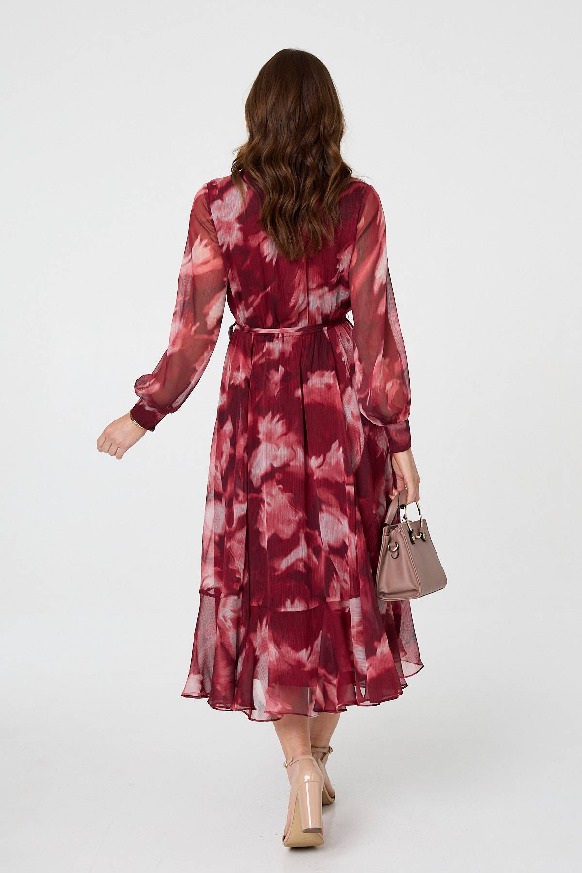 Abstract Floral Semi Sheer Midi Dress Detail View