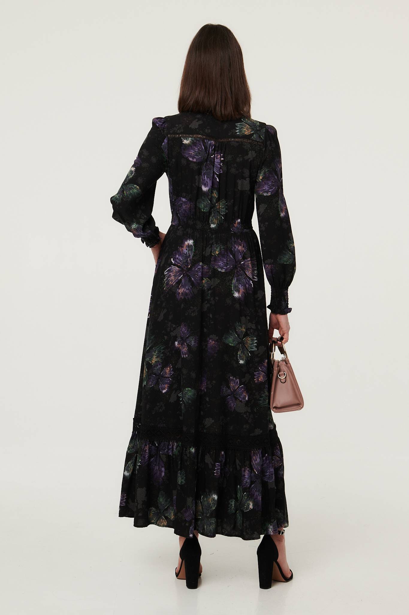 Floral Tier Long Sleeve Maxi Dress Side View