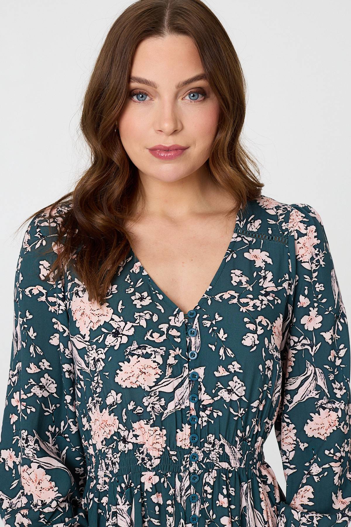 Floral Long Sleeve Lace Maxi Dress Full Length View