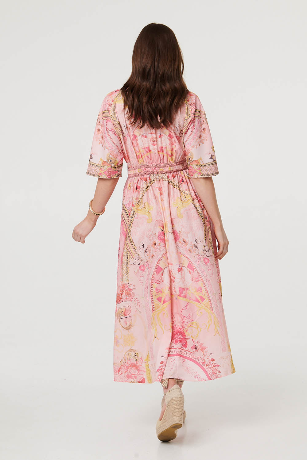 Relaxed 3/4 Sleeve Empire Maxi Dress Side View