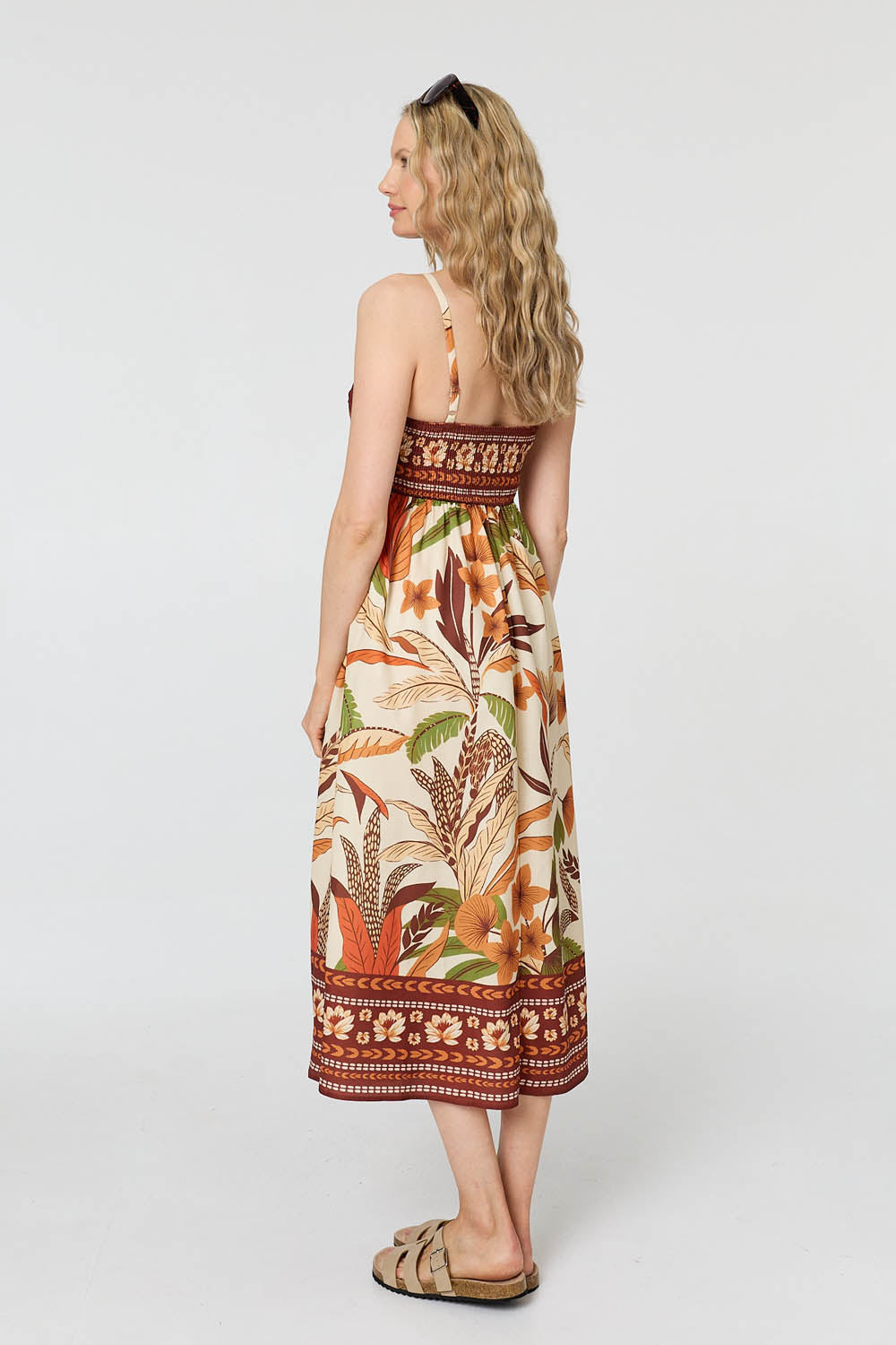 Floral Cami Strap A-Line Midi Dress Side View