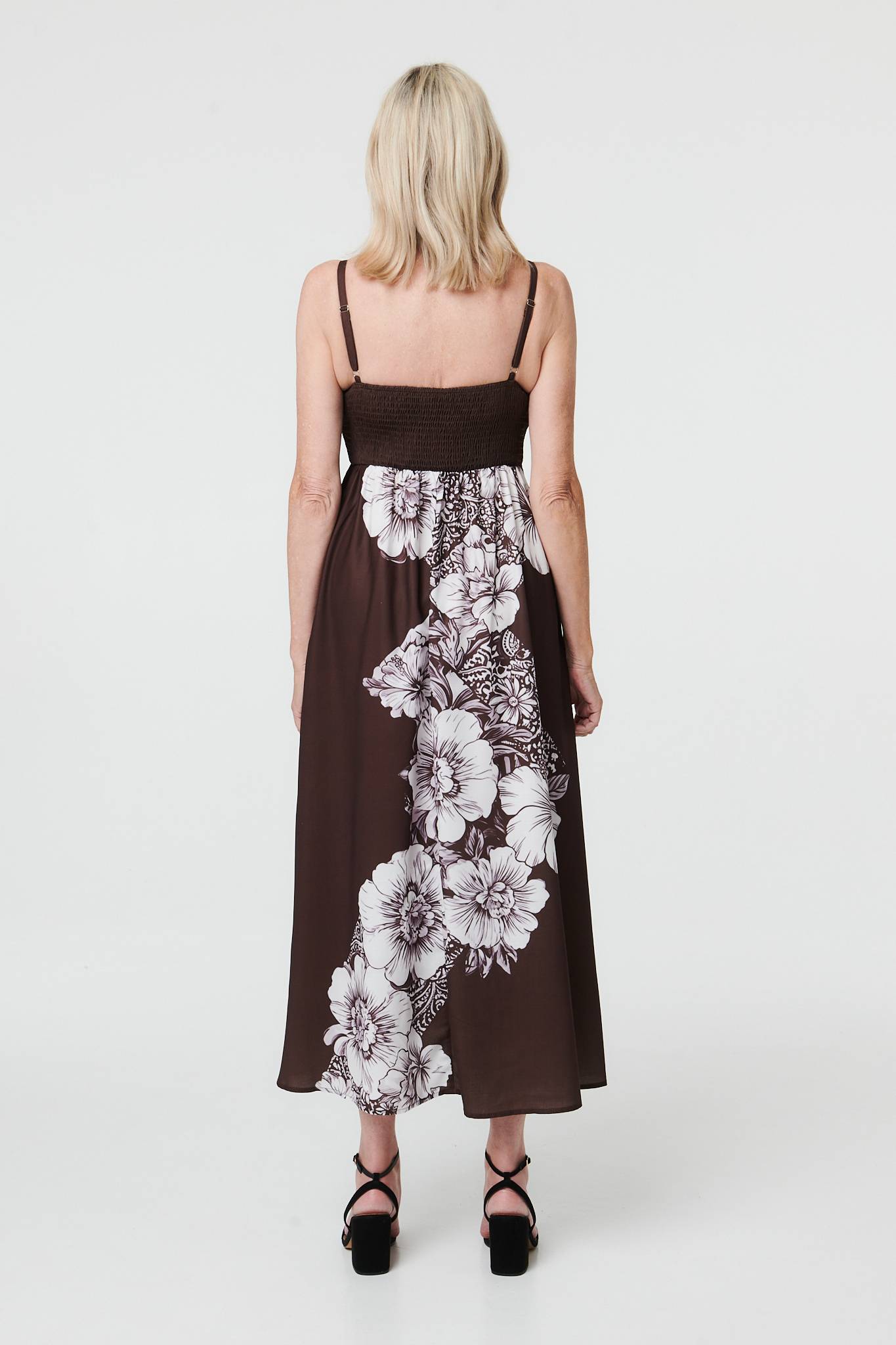 Floral Sleeveless Cami A-Line Midi Dress Side View