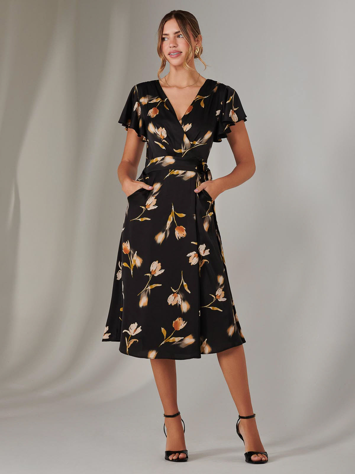 Wrap Front Midi Dress Styled View