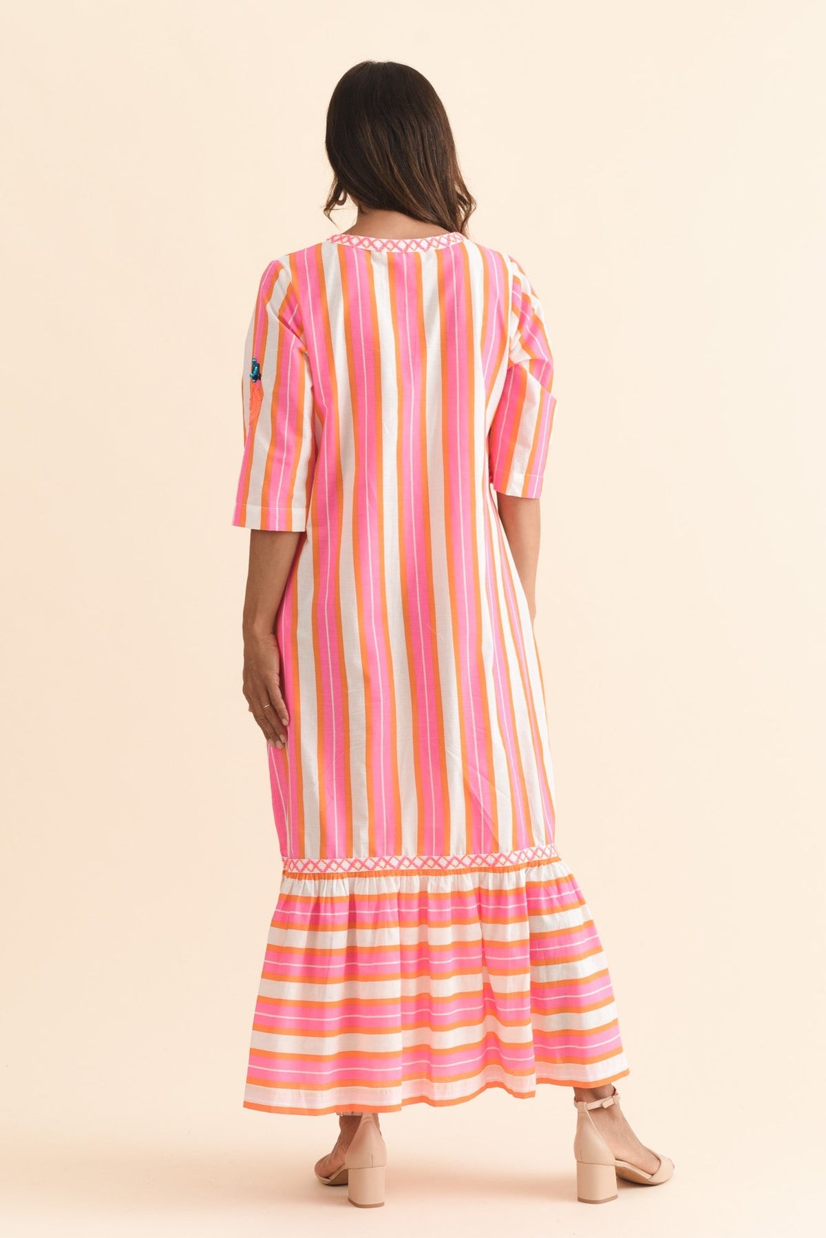 Dakota Pink Pineapple Sequin Cotton Dress Side View