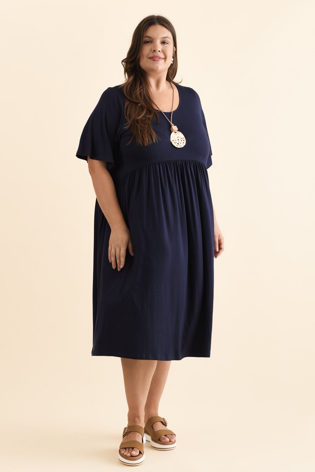 Dalton Navy Crescent Dress Side View 2