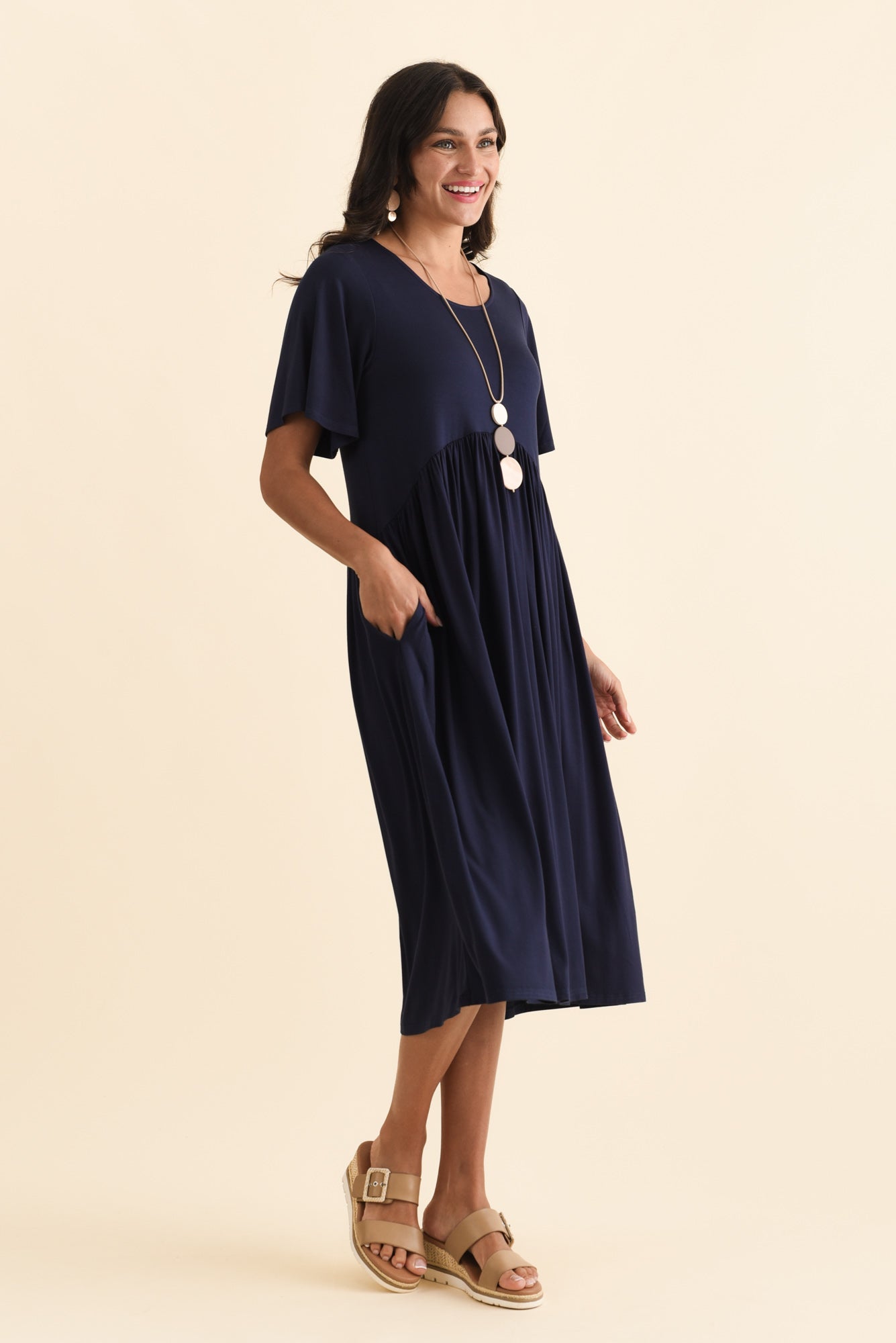 Dalton Navy Crescent Dress Back View