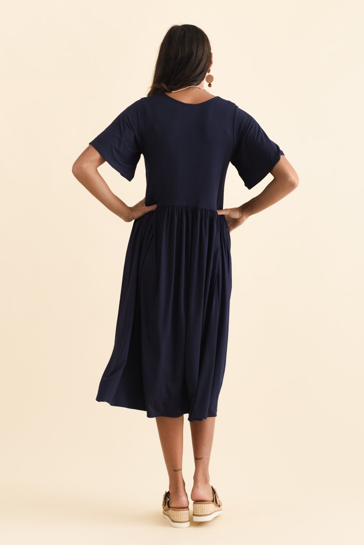 Dalton Navy Crescent Dress Side View