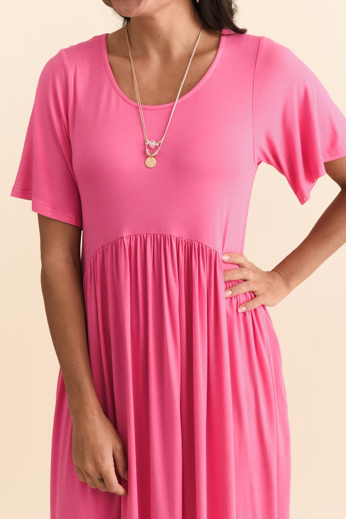 Dalton Pink Crescent Dress Full Length View