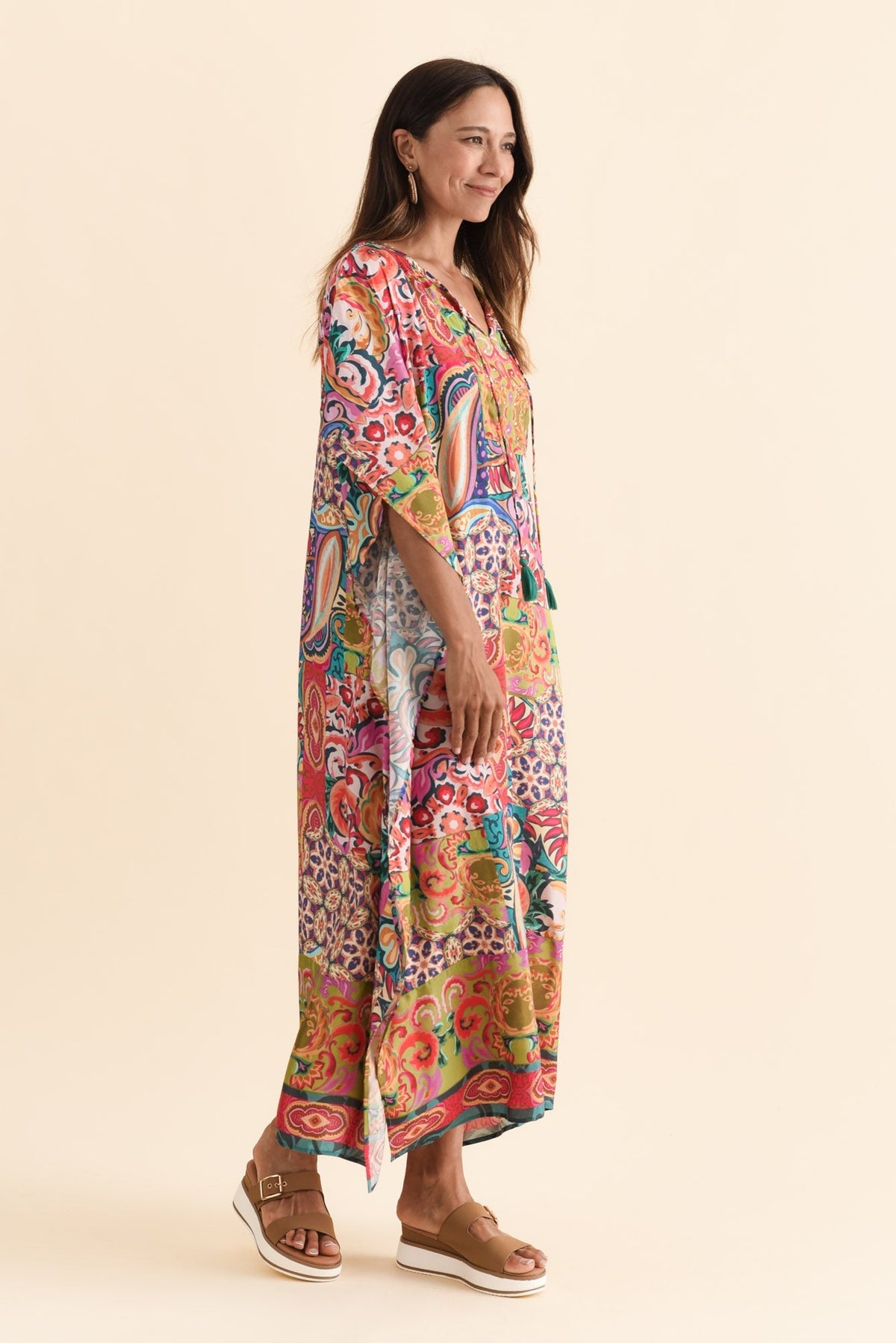 Elara Orange Mosaic Kaftan Back View
