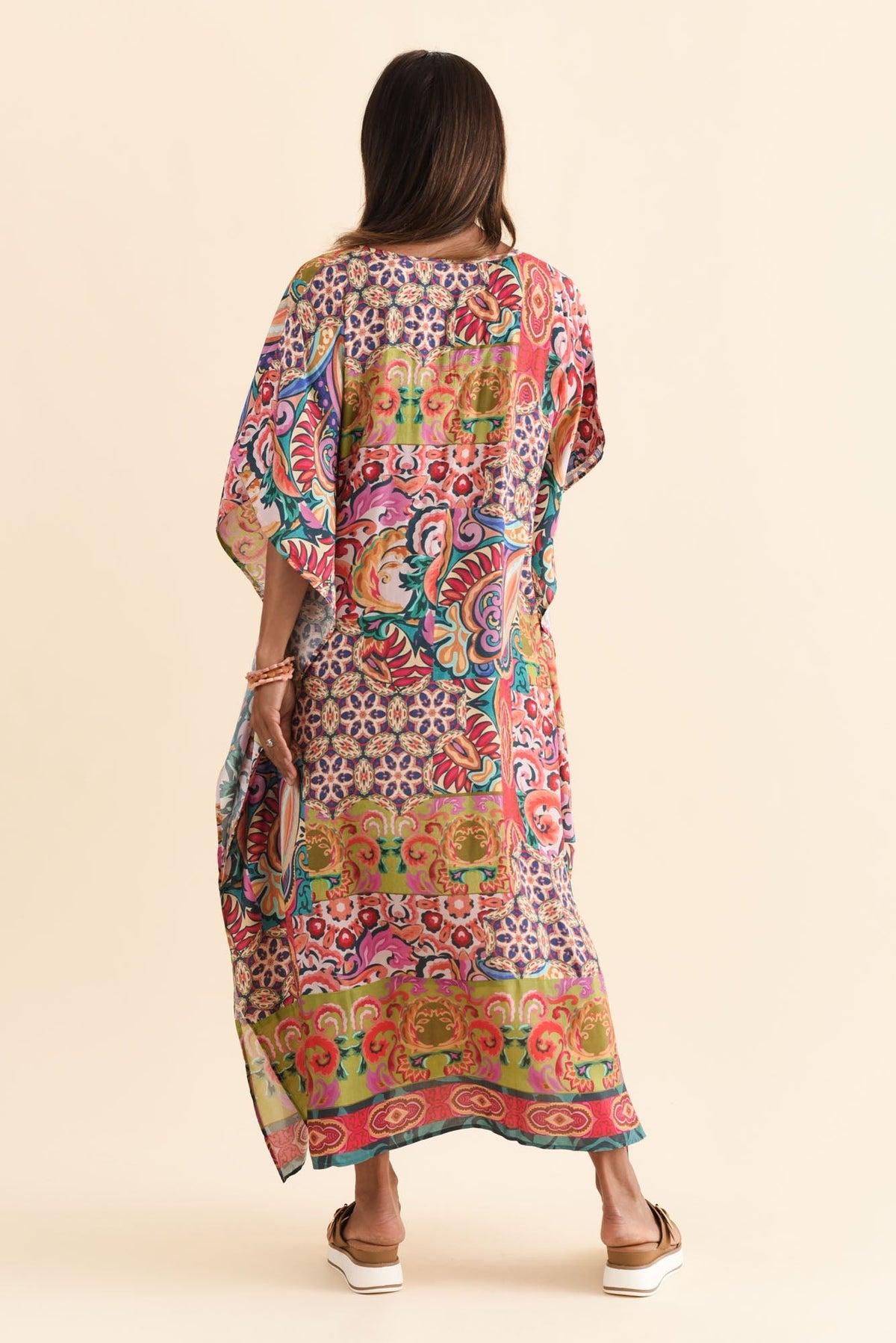 Elara Orange Mosaic Kaftan Side View