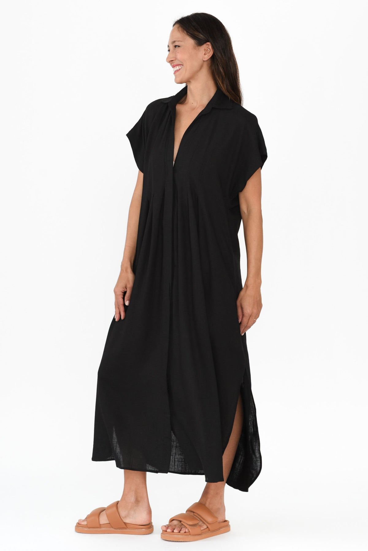 Elijah Black Shirt Dress Back View