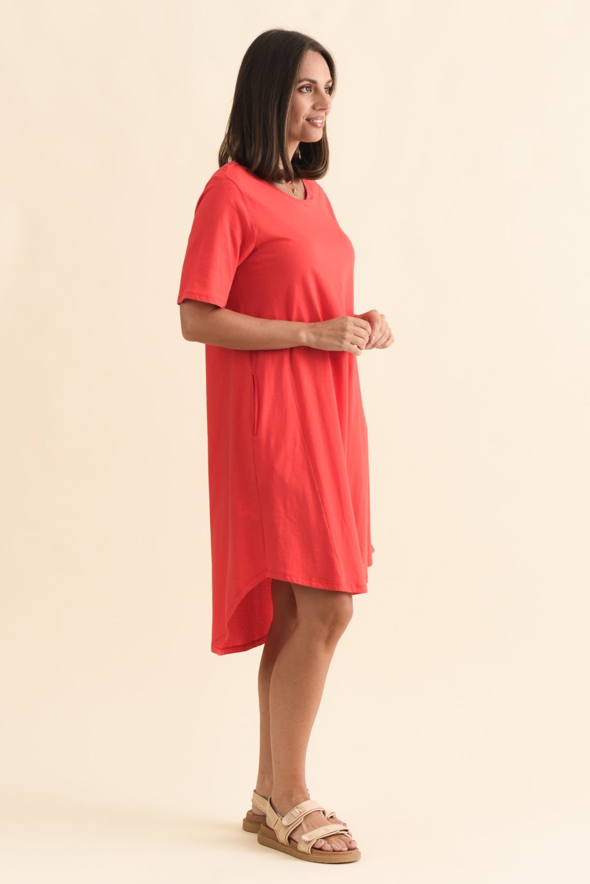 Florida Red Cotton Tee Dress Side View