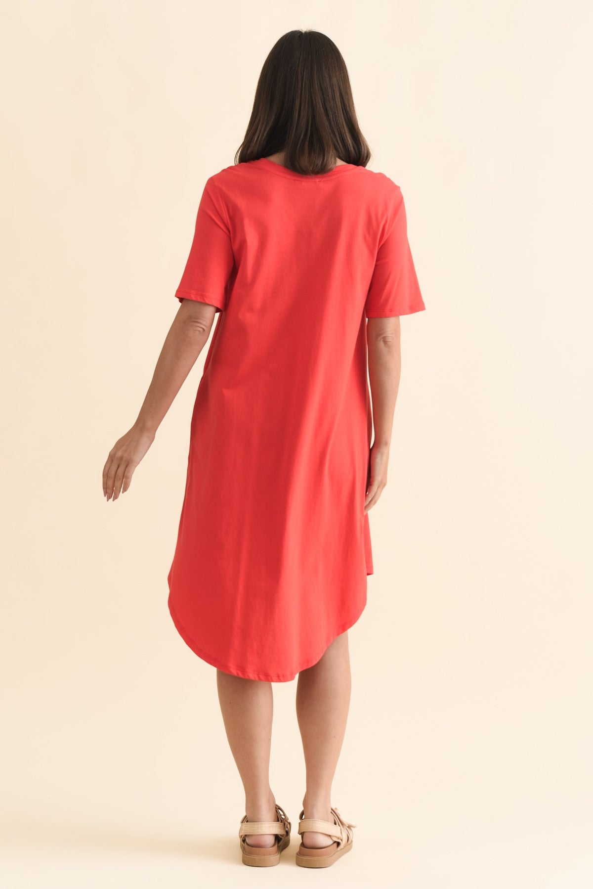 Florida Red Cotton Tee Dress Detail View